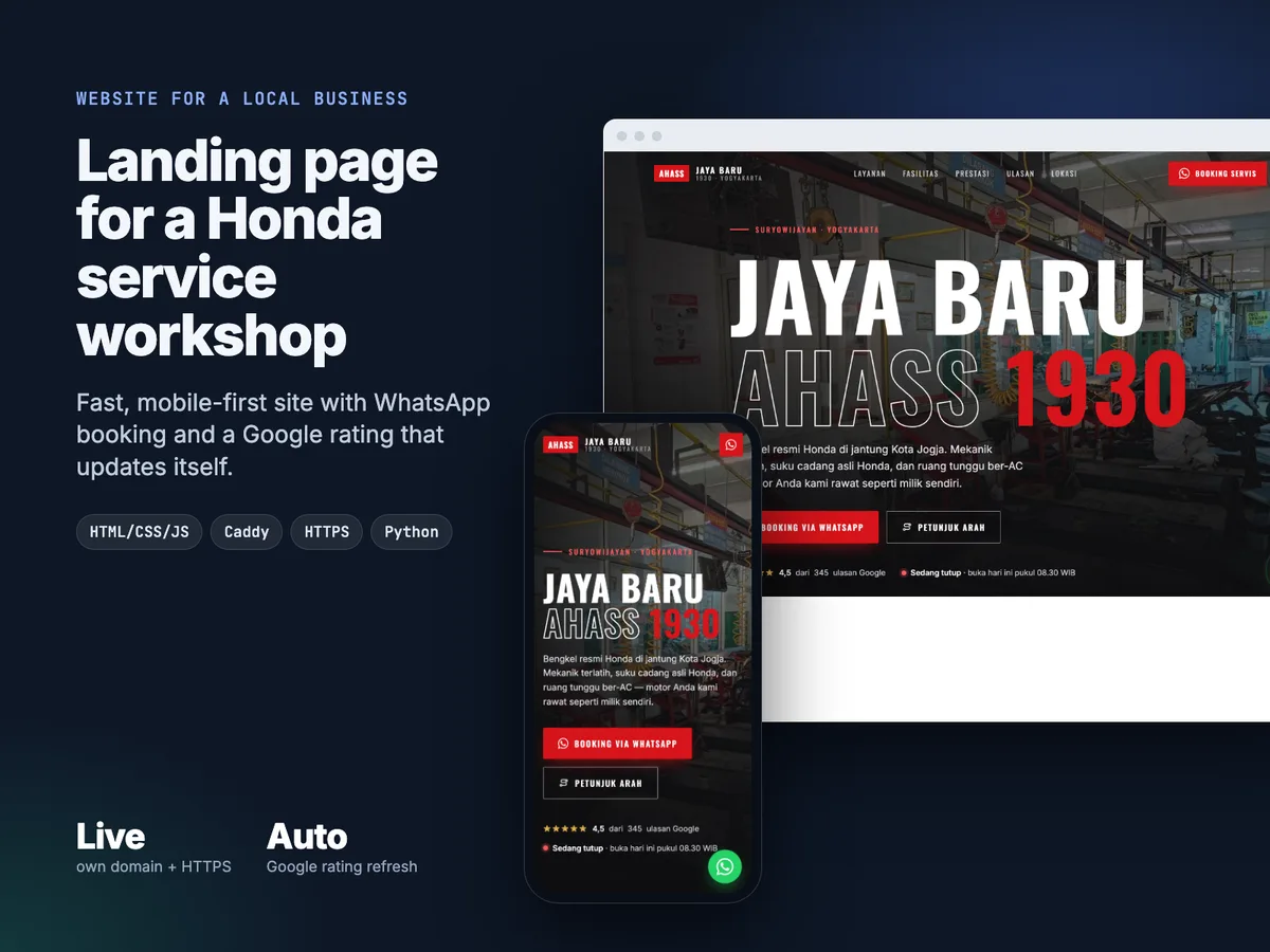 Business Website for a Honda Service Workshop